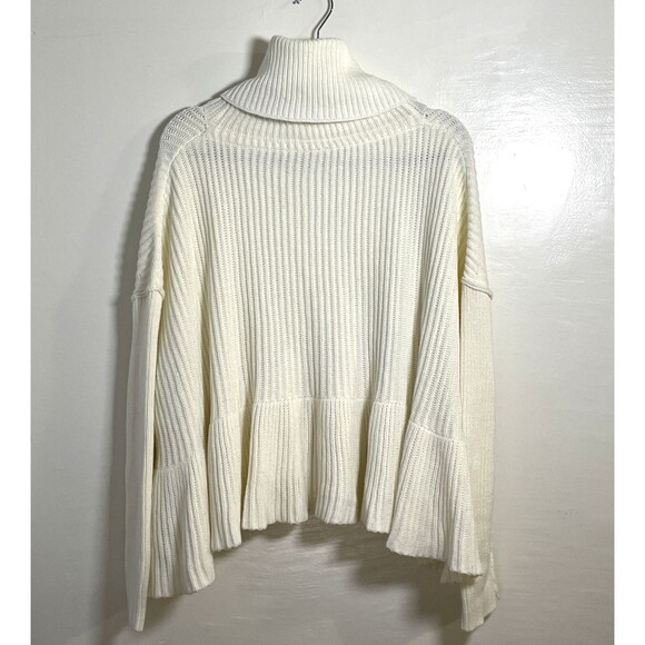 FREE PEOPLE LAYER CAKE TURTLENECK SWEATER COCONUT Women's Ivory Small Oversize - Picture 7 of 10